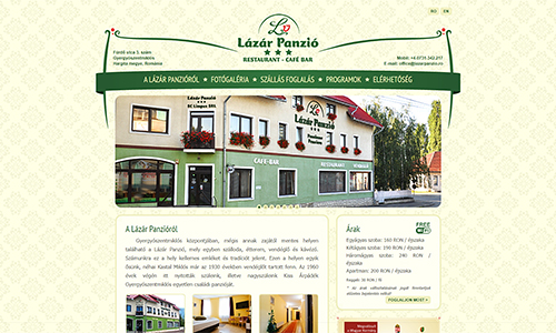 Lázár Panzió weboldal